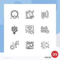 9 Universal Outline Signs Symbols of robotics machine watch industry love sign Editable Vector Design Elements