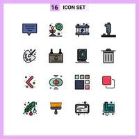 paquete de iconos de vectores de stock de 16 signos y símbolos de línea para dibujar elementos de diseño de vectores creativos editables del controlador de juegos de electricidad de joystick