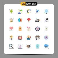 User Interface Pack of 25 Basic Flat Colors of idea left profession down watch Editable Vector Design Elements