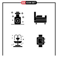 Set of 4 Solid Style Icons for web and mobile Glyph Symbols for print Solid Icon Signs Isolated on White Background 4 Icon Set vector