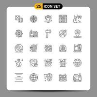 25 Thematic Vector Lines and Editable Symbols of online cart business basket web Editable Vector Design Elements