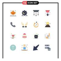 Group of 16 Flat Colors Signs and Symbols for phone sink chandelier plumbing pipe Editable Pack of Creative Vector Design Elements