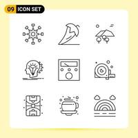 9 Creative Icons for Modern website design and responsive mobile apps 9 Outline Symbols Signs on White Background 9 Icon Pack vector