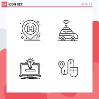 Pack of 4 Modern Filledline Flat Colors Signs and Symbols for Web Print Media such as hospital idea sign map solution Editable Vector Design Elements