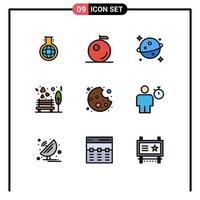 Set of 9 Modern UI Icons Symbols Signs for avatar cookie space bite park Editable Vector Design Elements