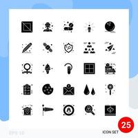 Solid Glyph Pack of 25 Universal Symbols of bowling perception drugs human awareness Editable Vector Design Elements