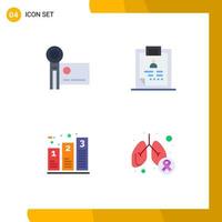 Group of 4 Modern Flat Icons Set for camcorder patient recording diagnosis chart Editable Vector Design Elements