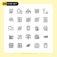 25 User Interface Line Pack of modern Signs and Symbols of product deployment parental control business health Editable Vector Design Elements