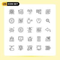 Modern Set of 25 Lines Pictograph of system arrows leak movie reel film reel Editable Vector Design Elements