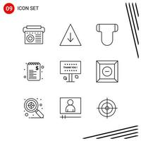 Collection of 9 Vector Icons in Line style Pixle Perfect Outline Symbols for Web and Mobile Line Icon Signs on White Background 9 Icons