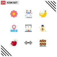 Group of 9 Modern Flat Colors Set for team video food presentation water Editable Vector Design Elements