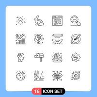 16 Thematic Vector Outlines and Editable Symbols of zoom magnifying glass page magnify file Editable Vector Design Elements