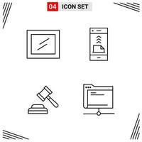 4 iconos estilo de línea cuadrícula basada en símbolos de contorno creativo para el diseño de sitios web signos de icono de línea simple aislados en fondo blanco 4 conjunto de iconos vector