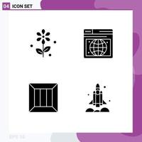 4 Creative Icons Modern Signs and Symbols of flower logistic seo box launcher Editable Vector Design Elements