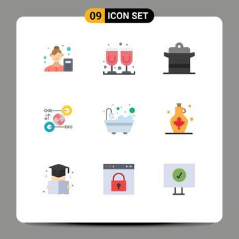 9 concepto de color plano para sitios web móviles y aplicaciones elementos de diseño de vector editables de olla de negocio de cocina de idea pertinente