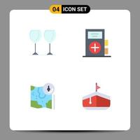 4 User Interface Flat Icon Pack of modern Signs and Symbols of glass map hotel form gps Editable Vector Design Elements