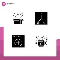 4 Thematic Vector Solid Glyphs and Editable Symbols of release mac open box location winter Editable Vector Design Elements