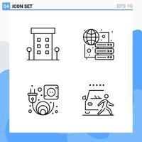 iconos de estilo moderno de 4 líneas delinean símbolos para uso general signo de icono de línea creativa aislado en fondo blanco paquete de 4 iconos vector