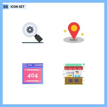 paquete de 4 signos y símbolos de iconos planos modernos para medios de impresión web, como el establecimiento de códigos de investigación, elementos de diseño de vectores editables de alimentos