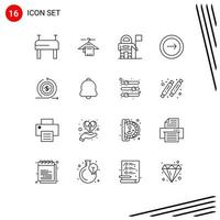 User Interface Pack of 16 Basic Outlines of on investment flag business mobile Editable Vector Design Elements