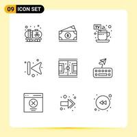 Mobile Interface Outline Set of 9 Pictograms of playground football hot left forward Editable Vector Design Elements