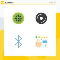 4 User Interface Flat Icon Pack of modern Signs and Symbols of drink multimedia lemon disk connection Editable Vector Design Elements