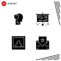 Collection of 4 Vector Icons in solid style Pixle Perfect Glyph Symbols for Web and Mobile Solid Icon Signs on White Background 4 Icons