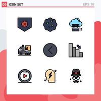 Filledline Flat Color Pack of 9 Universal Symbols of life digital sever biology share Editable Vector Design Elements