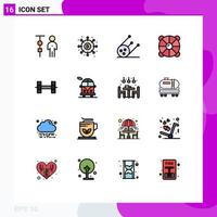 Set of 16 Modern UI Icons Symbols Signs for summer rescue money lifebuoy space Editable Creative Vector Design Elements