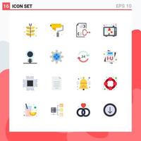 Set of 16 Modern UI Icons Symbols Signs for tv lovers roller love development Editable Pack of Creative Vector Design Elements