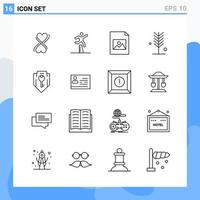 los iconos de estilo moderno de 16 líneas describen símbolos para uso general signo de icono de línea creativa aislado sobre fondo blanco paquete de 16 iconos vector