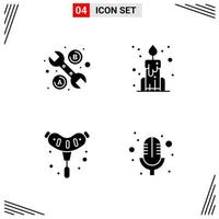 4 Icons Solid Style Grid Based Creative Glyph Symbols for Website Design Simple Solid Icon Signs Isolated on White Background 4 Icon Set vector