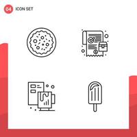 Pack of 4 Universal Outline Icons for Print Media on White Background vector