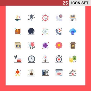 paquete de 25 colores planos creativos del curso de aprendizaje objetivo llamada de emergencia contacto elementos de diseño vectorial editables vector