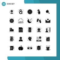 Set of 25 Modern UI Icons Symbols Signs for racket technology close interface toch Editable Vector Design Elements