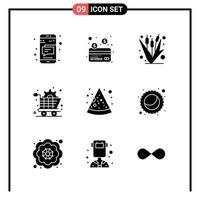 Set of 9 Solid Style Icons for web and mobile Glyph Symbols for print Solid Icon Signs Isolated on White Background 9 Icon Set vector