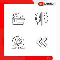 Creative Set of 4 Universal Outline Icons isolated on White Background vector