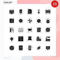 Modern Set of 25 Solid Glyphs and symbols such as emergency tool badge break hammer Editable Vector Design Elements