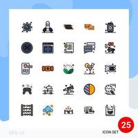 paquete de 25 modernos signos y símbolos de colores planos de línea rellena para medios de impresión web, como elementos de diseño de vectores editables de correo de reenvío de seguridad comercial de cartas