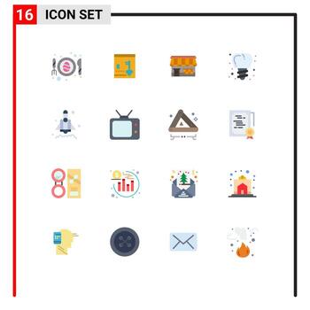 User Interface Pack of 16 Basic Flat Colors of rocket tooth shop screw building Editable Pack of Creative Vector Design Elements