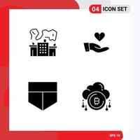 Group of 4 Modern Solid Glyphs Set for factory protect power giving cloud Editable Vector Design Elements