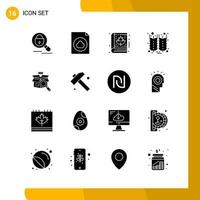 16 Icon Set Solid Style Icon Pack Glyph Symbols isolated on White Backgound for Responsive Website Designing vector