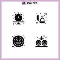 Solid Glyph Pack of Universal Symbols of clock planet time present sun Editable Vector Design Elements