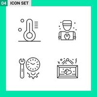 paquete de 4 iconos de estilo de línea establece símbolos de esquema para imprimir signos creativos aislados en fondo blanco 4 conjunto de iconos vector