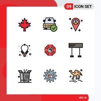 Universal Icon Symbols Group of 9 Modern Filledline Flat Colors of china mirror location necklace fashion Editable Vector Design Elements