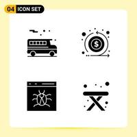 4 Creative Icons for Modern website design and responsive mobile apps 4 Glyph Symbols Signs on White Background 4 Icon Pack vector