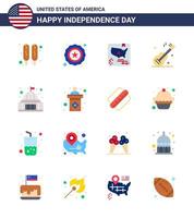 Pack of 16 creative USA Independence Day related Flats of landmark building map place usa Editable USA Day Vector Design Elements