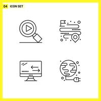 4 Icon Set Simple Line Symbols Outline Sign on White Background for Website Design Mobile Applications and Print Media vector