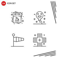 Collection of 4 Vector Icons in Line style Pixle Perfect Outline Symbols for Web and Mobile Line Icon Signs on White Background 4 Icons