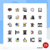 Filled line Flat Color Pack of 25 Universal Symbols of passage bridge education interface chat Editable Vector Design Elements